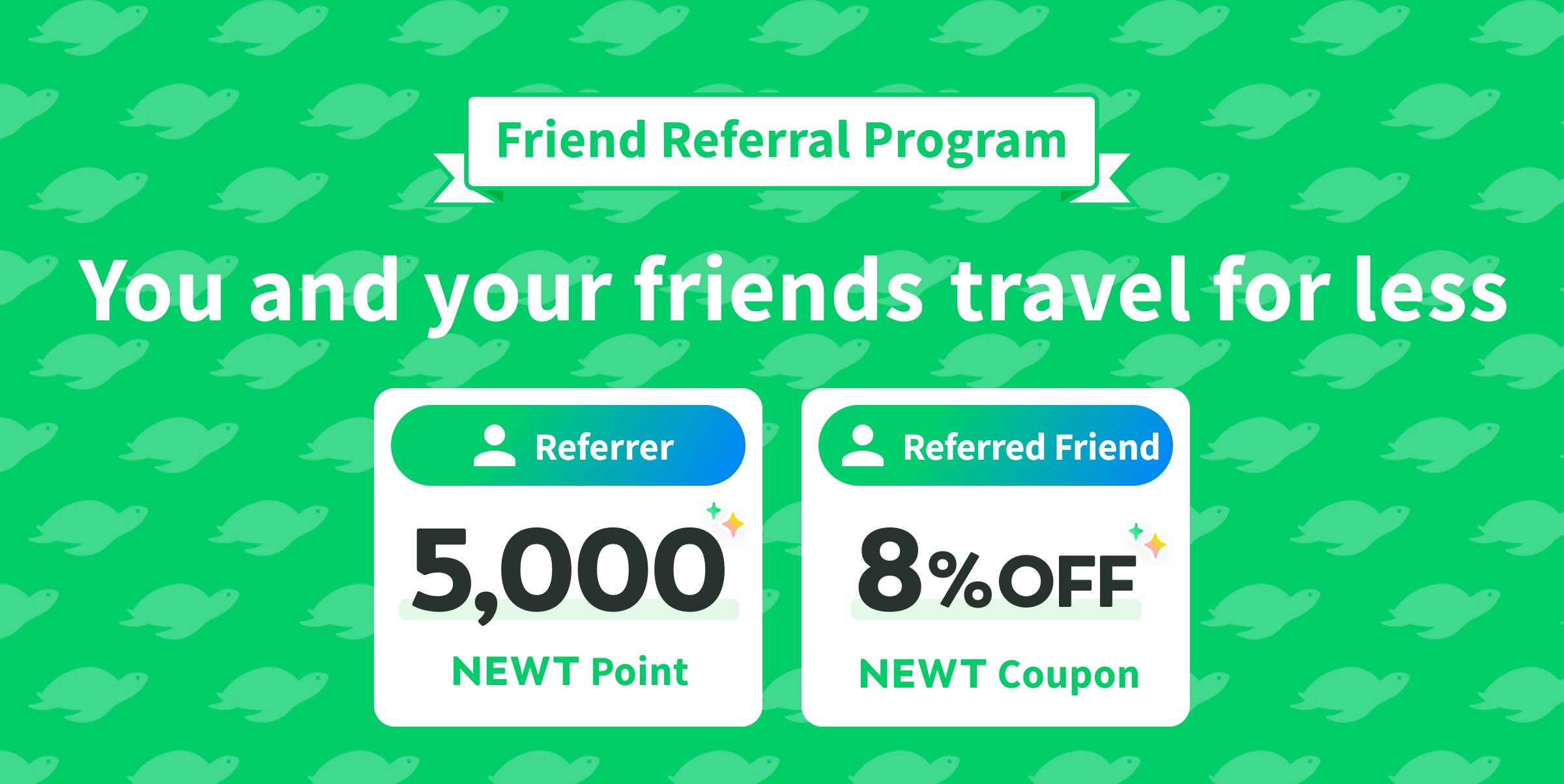 Travel for less,
together with friends